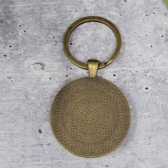 New Handmade | Burgundy Plaid Upcycled Fabric Button Keychain - Picture 2 of 2